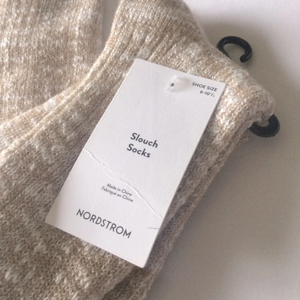 NORDSTROM KNEE HIGH SLOUCH SOCKS TAN DOESKIN MARL OS NWT